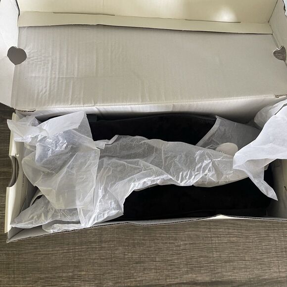 Comfort Women’s Rhinestone Bow Black Faux Velvet Ballet Flats Shoes Size 10W - Picture 6 of 8